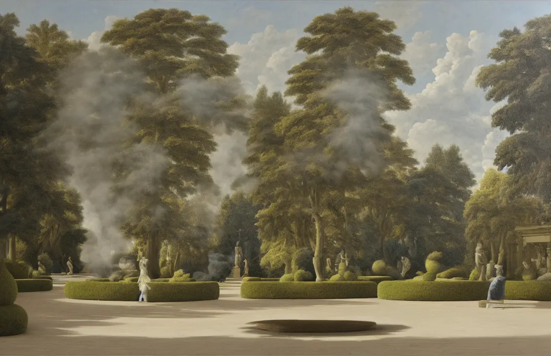 Image similar to light and shade should blend without lines or borders, in the manner of smoke the space in the painting extends to incorporate the actual space in which we the spectators stand fusing the pictorial and real world the precision of drawing makes the final effect that of a shallow relief sculpture combine two traditional themes royal garden design by andre le notre