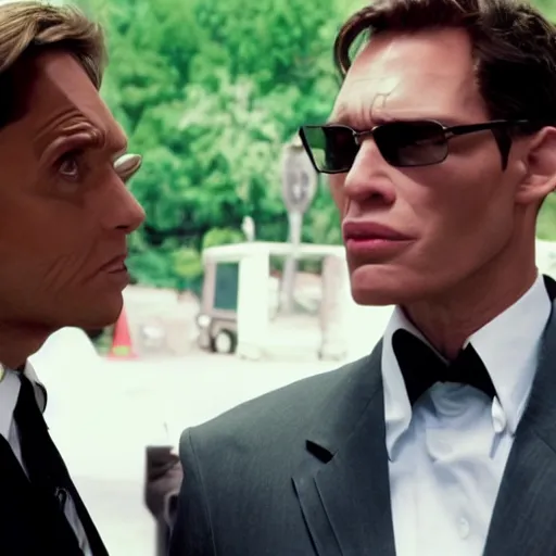 Image similar to Live Action Still of Jerma985 in Men in Black, real life, hyperrealistic, ultra realistic, realistic, highly detailed, epic, HD quality, 8k resolution, body and headshot, film still