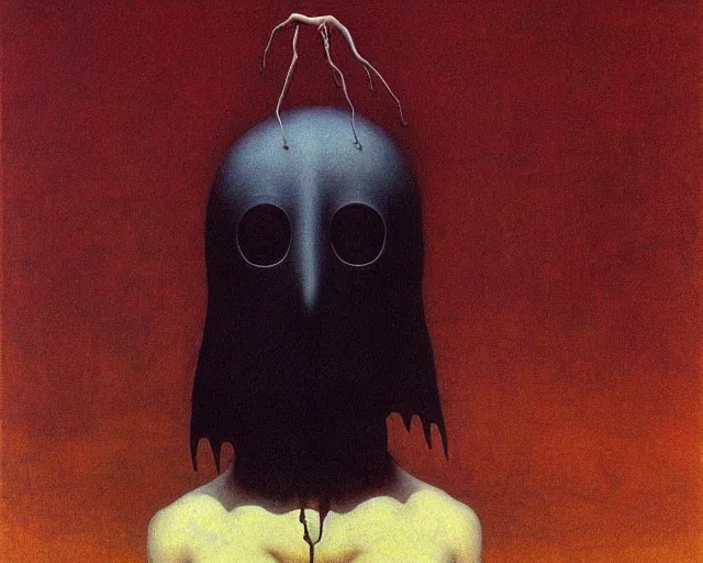 Image similar to no face from spirited away. angry art by beksinski and salvador dali