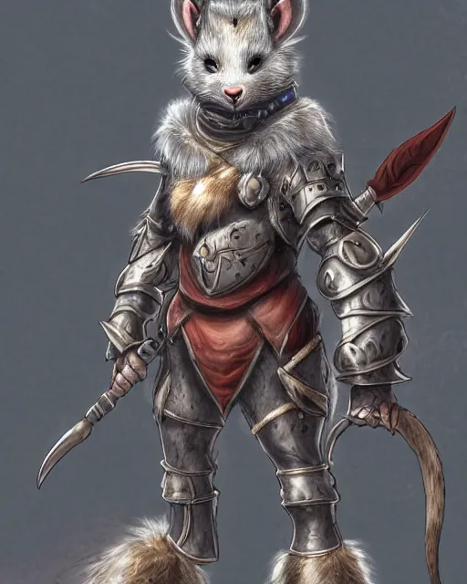 Image similar to a full body shot of an anthro furry rat wearing a fantasy armor, fantasy, artstation, furry art, furaffinity, deviantart, symmetrical, highly detailed, award winning, trending