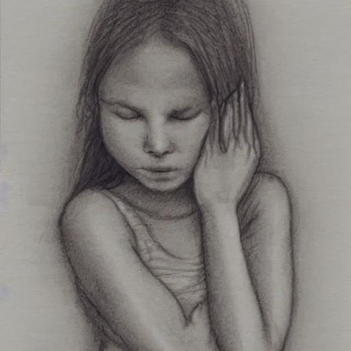 Prompt: backside photograph of a girl holding the bathroom sink with both hands in a dark room and crying, textured pencil sketch