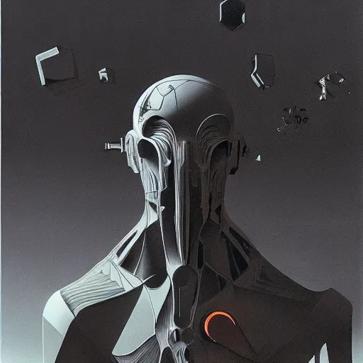 Image similar to a cyborg mutating uncontrollably concept art by syd mead and Zdzisław Beksiński