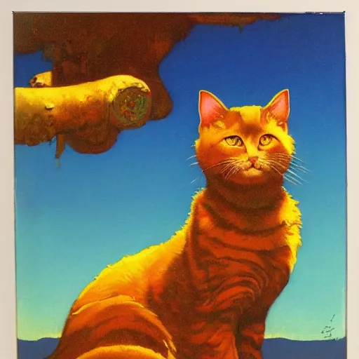 Image similar to 5 dollar cat i found at a garage sale greg rutkowski maxfield parrish eleanor forescue-brickdale howard pyle acrylic painting