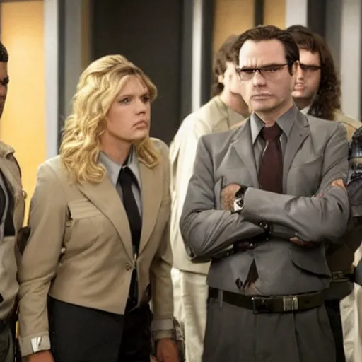Image similar to a still of from battlestar galactica crossover with the office