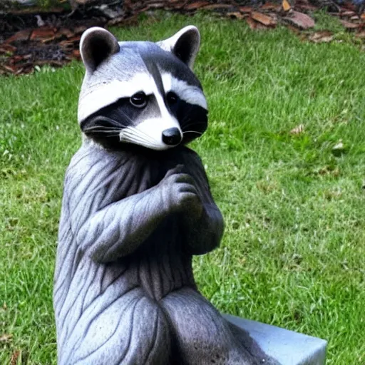 Prompt: Marble statue of a Raccoon