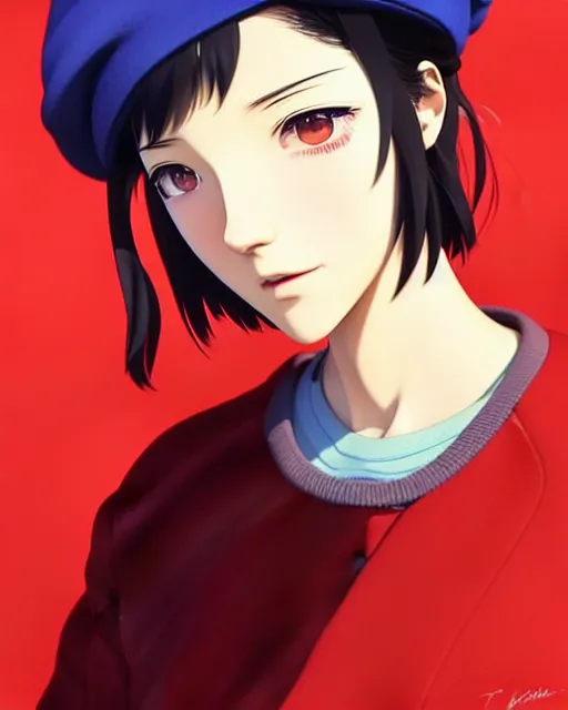 Image similar to girl with a beret | | very very anime!!!, fine - face, audrey plaza, realistic shaded perfect face, fine details. anime. realistic shaded lighting poster by ilya kuvshinov katsuhiro otomo ghost - in - the - shell, magali villeneuve, artgerm, jeremy lipkin and michael garmash and rob rey