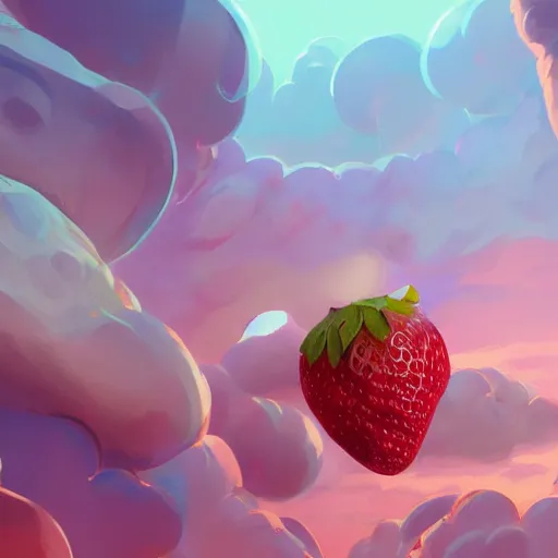 Prompt: painted portrait of a strawberry shortcake, fantastically pastel colors, octane render, matte painting concept art, official fanart behance hd artstation by jesper elsing, by rhads and makoto shinkai and lois van baarle and ilya kuvshinov and rossdraws