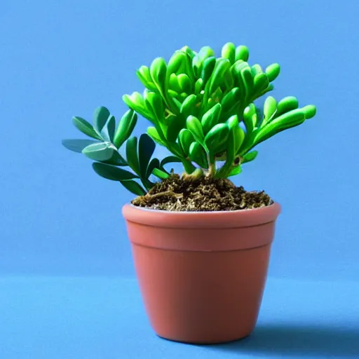 Image similar to jade plant with blue background