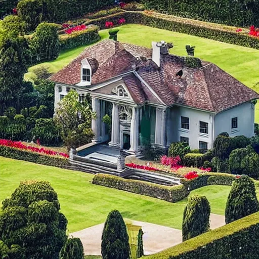 Image similar to a small house and a mansion they are divided by a wall of money