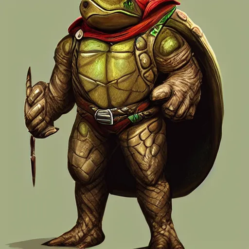 Image similar to anthropomorphic turtle hero by johan grenier