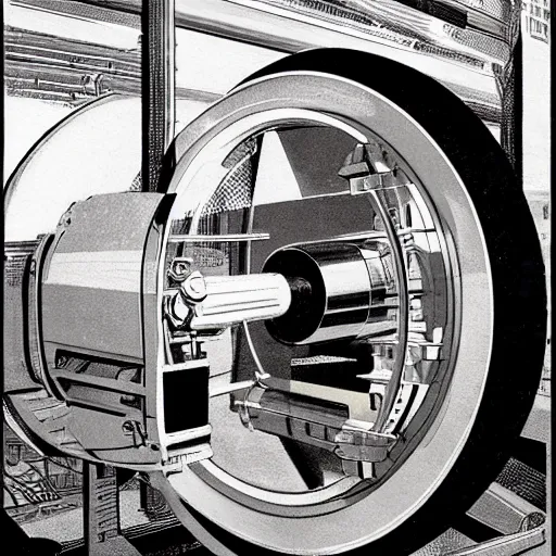 Prompt: syd mead illustration of an industrial lathe