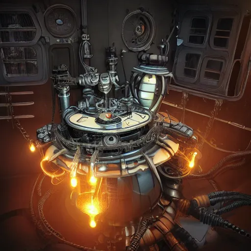 Prompt: Steampunk spacecraft reactor, cinematic