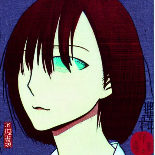 Image similar to Lain Iwakura by Yoshitoshi, she looks really like Lain Iwakura. Serial Experiments Lain, here is only Lain and nothing else