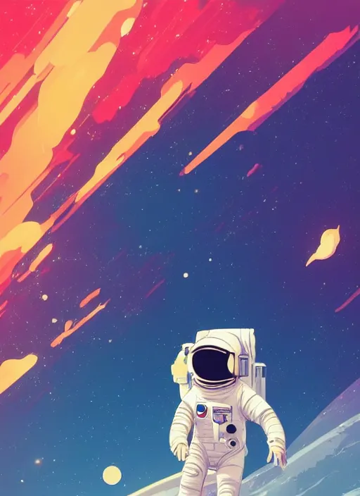 Image similar to an astronaut floating in space. clean cel shaded vector art. shutterstock. behance hd by lois van baarle, artgerm, helen huang, by makoto shinkai and ilya kuvshinov, rossdraws, illustration, art by ilya kuvshinov