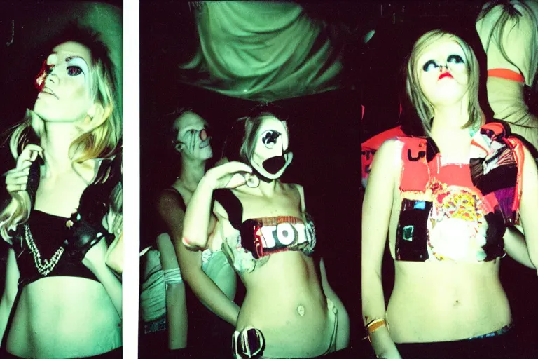 Prompt: 35mm color lomography, last photo, portrait, fashion shoot, weird, random, strange, spooky, interesting, superclub vip room