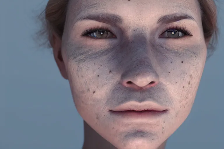 Prompt: a realistic portrait of a woman with scars on the face, volumetric lighting