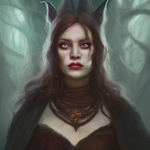 Image similar to portrait of a malevolent witch, D&D, beautiful, realistic, cinematic lighting, fantasy digital painting