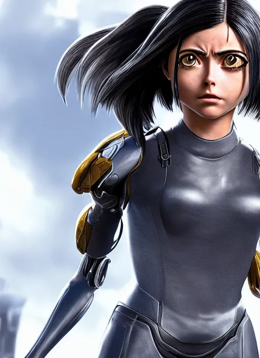 Image similar to Alita Battle Angel, digital animation, trending on artstation, full body portrait, hyper realistic render, 8k