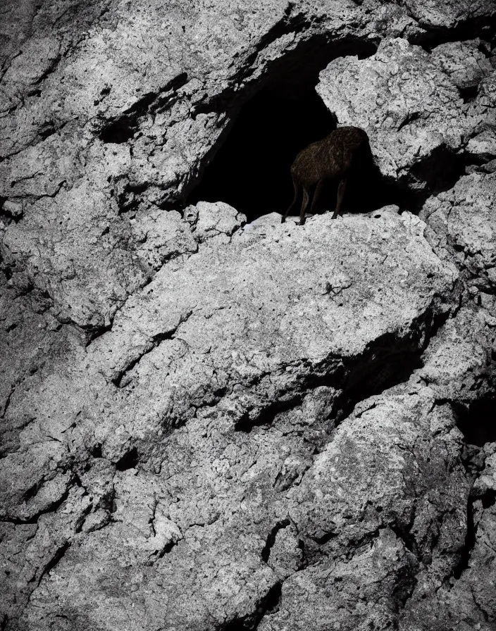 Image similar to high resolution photo of a complex rock creature, dramatic lighting, black background