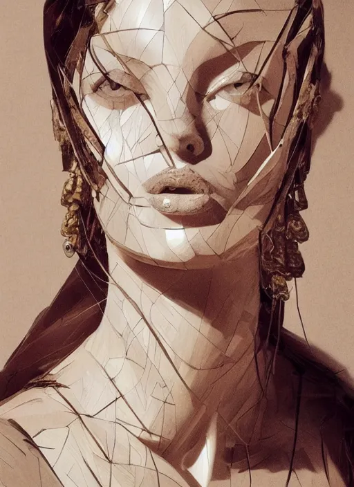 Image similar to sculpture made of wood, portrait, female, future, harper's bazaar, vogue, magazine, intricate, concept art, close up, ornate, luxury, elite, elegant, trending on artstation, by ruan jia, by Kenneth Willardt, by ross tran, by WLOP, by Andrei Riabovitchev,