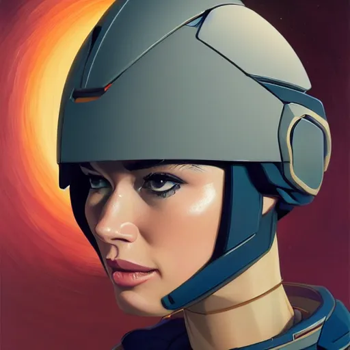 Prompt: a portrait of a stunning beautiful elite lena headey gundam pilot, with an intricate, detailed, urban inspired hiphop afro futuristic helmet, vector behance hd jesper ejsing, rhads, makoto shinkai, lois van baarle, ilya kuvshinov, rossdraws, hd, 3 2 k, ilya kuvshinov, gustav klimt