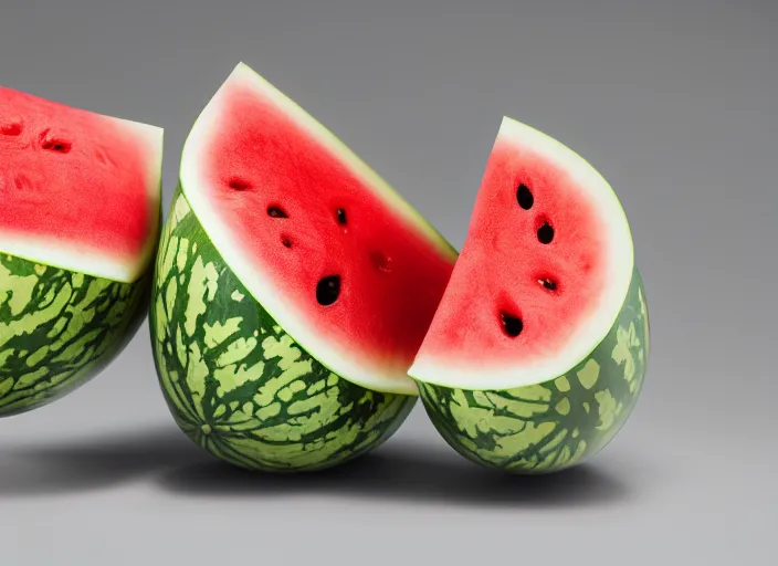 Image similar to photo still of a watermelon with human teeth, 8 k, studio lighting bright ambient lighting key light, 8 5 mm f 1. 8