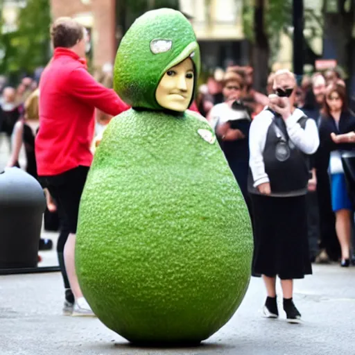 Prompt: giant emma watson as an avocado chair