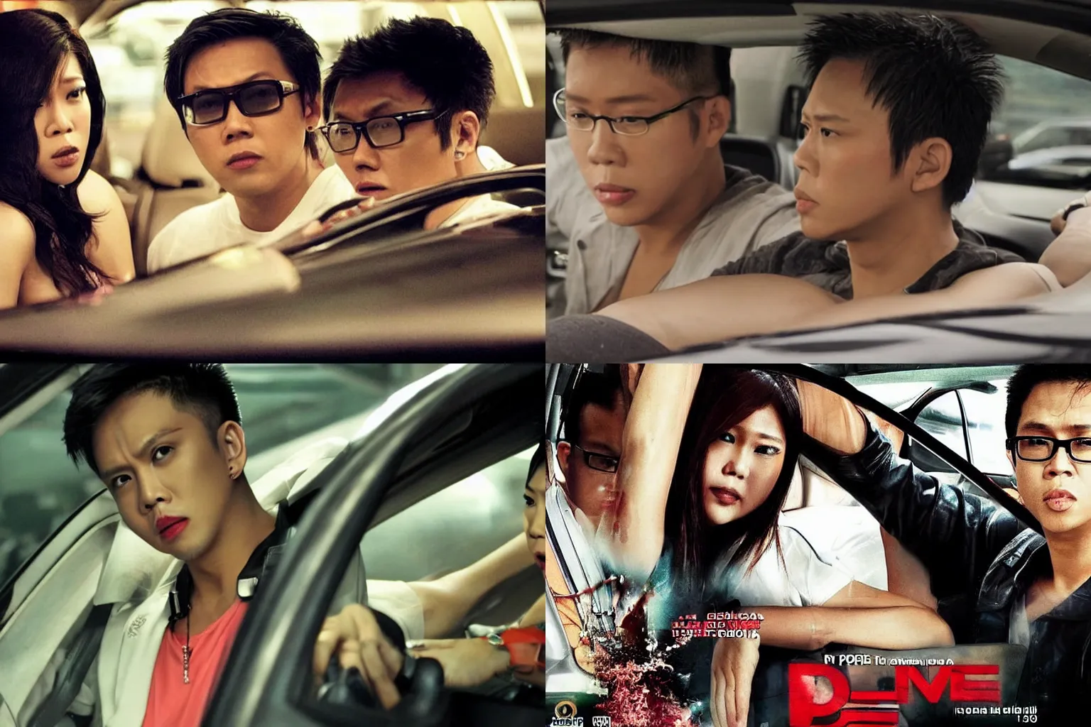 Prompt: a filipino remake of drive (2011) with vice ganda as driver, film still, dramatic lighting, metro manila,