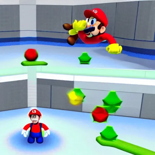Prompt: mark zuckerberg as a character in super mario 64, in game footage