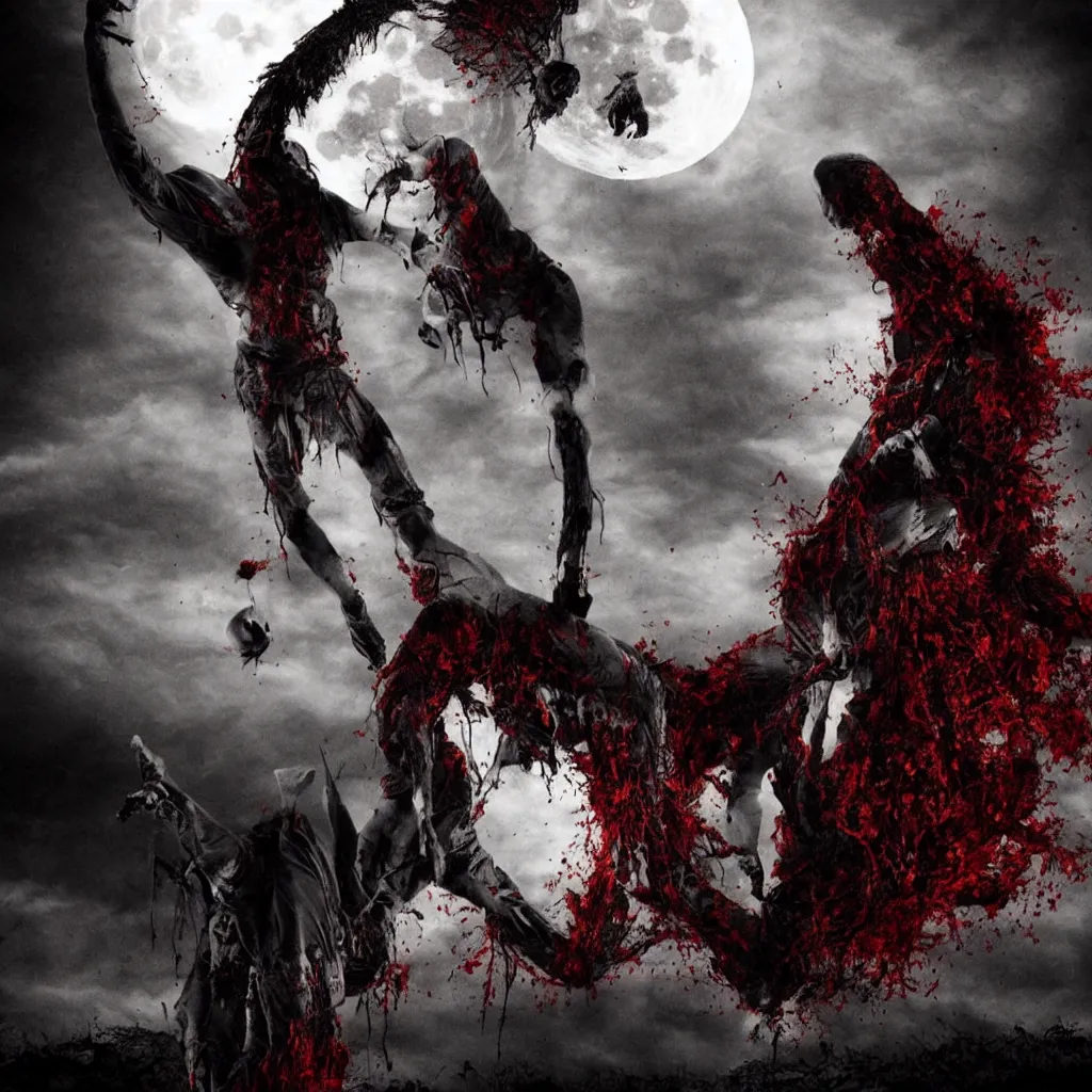 Prompt: bloody vampire under the moon, darkart, hyperdetailed, hyperealistic, cinematography, 4k, beautiful