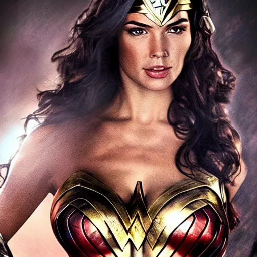 Image similar to Wonder Woman, in the style of Dan Bilzerian, photorealistic