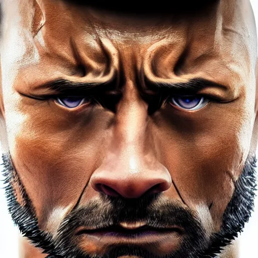 Image similar to Dwayne Johnson as Wolverine,muscle extremely detailed, fantastic details full face, mouth, trending on artstation, pixiv, cgsociety, hyperdetailed Unreal Engine, optimization 4k 8k ultra HD, WLOP