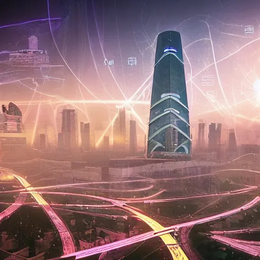 Image similar to lahore city, future, cyber theme, 2 0 8 0