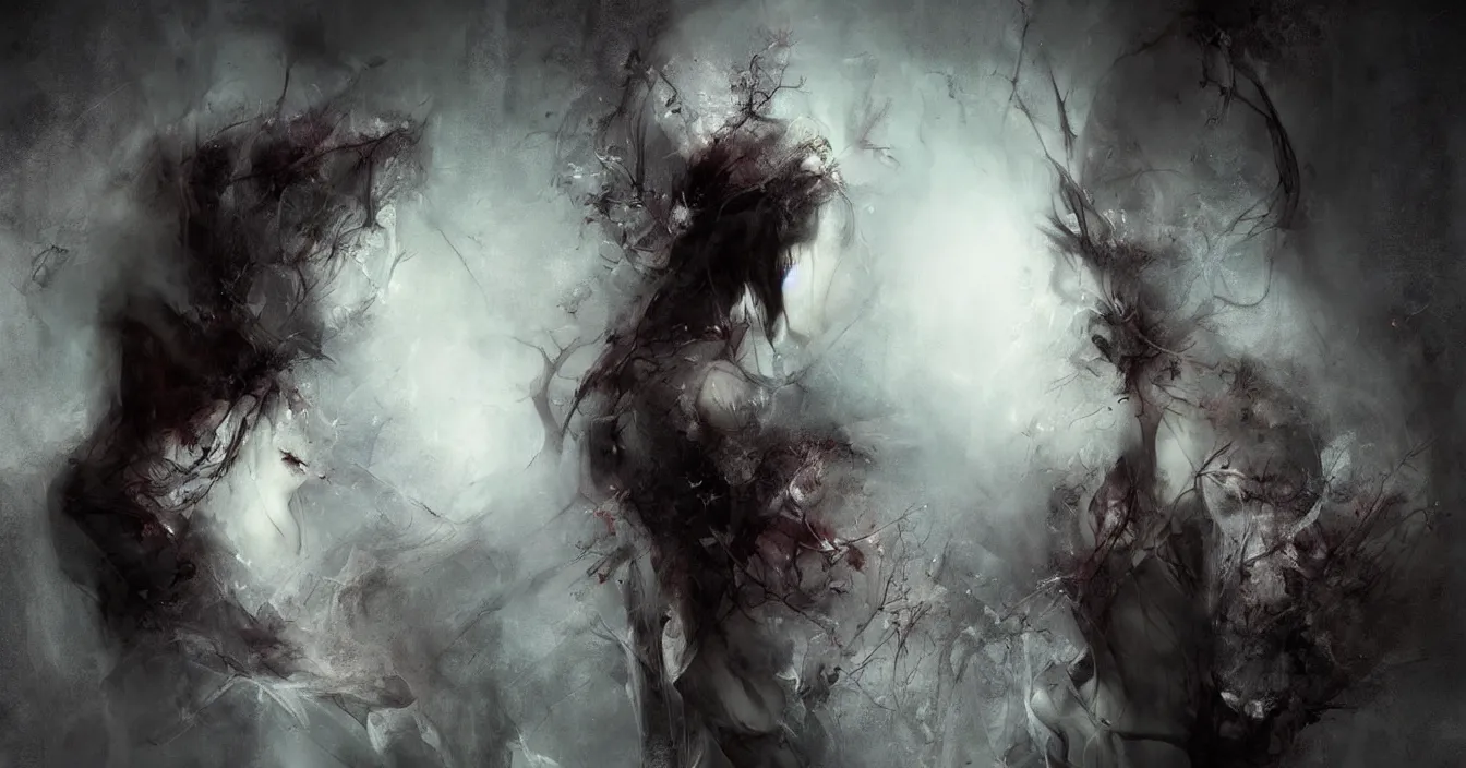 Prompt: a deep wide dark abyss, still moment, digital art, by ryohei hase