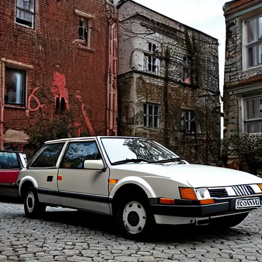 Prompt: An FSO Polonez parked on a street