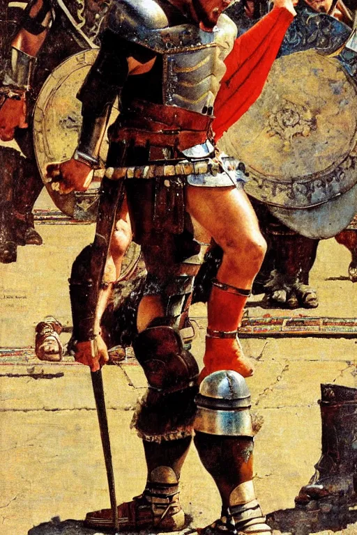 Prompt: Gladiator painted by Norman Rockwell