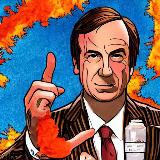 Prompt: Saul Goodman swimming in a pool of mercury