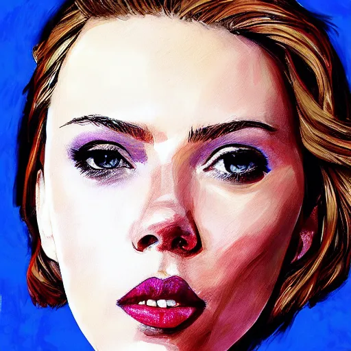 Image similar to portrait of scarlett johansson or emma stone by greg ruthkowski