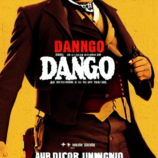 Image similar to a new movie poster for django unchained with the text djando unchained