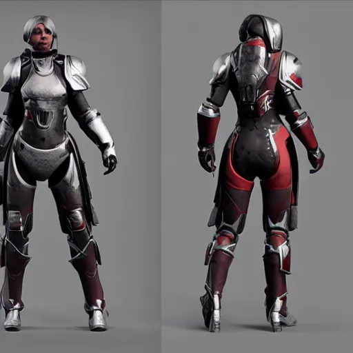 Image similar to Female Characters in a powerful futuristic armor, Destiny 2, Unreal Engine 5 Render