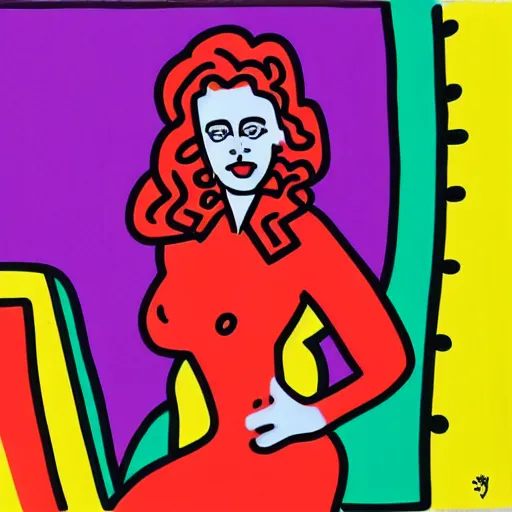 Image similar to Kaitlyn Michelle Siragusa, better known as Amouranth, full body portrait, by Peter Max, by keith haring, by andy warhol, by james gill