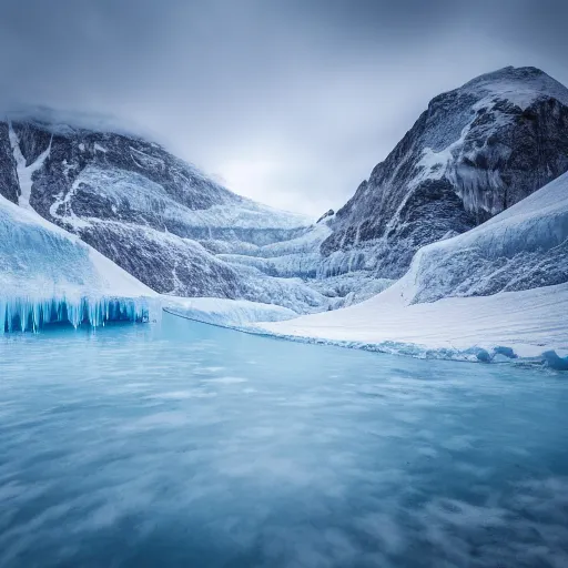 a ice canyon. overcast sky, hyper realistic, 8 k. | Stable Diffusion ...