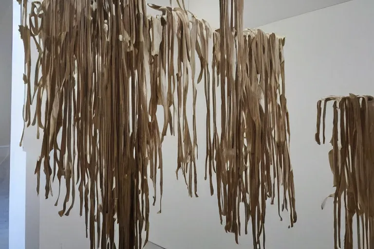 Image similar to “interior sculpture in an Australian artist’s apartment, organic, national Art School MFA grad show”