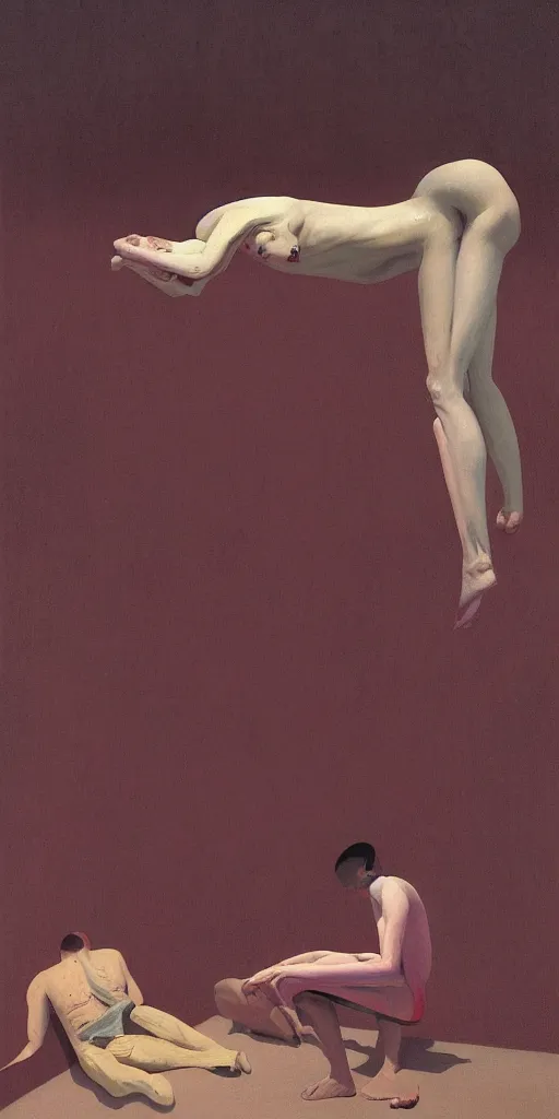 Image similar to the disinvention of time, liberation, by edward hopper and james gilleard, zdzislaw beksinski, open ceiling, highly detailed, black people, painted by francis bacon, painted by james gilleard, surrealism, airbrush, ilya kuvshinov, wlop, stanley artgerm, very coherent, art by takato yamamoto and james jean