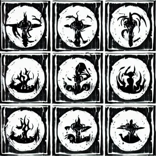 Image similar to Set of 2d undead death warlock skill and spell effects icons for fantasy rpg games