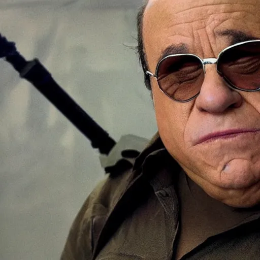 Image similar to danny devito as solid snake from metal gear solid