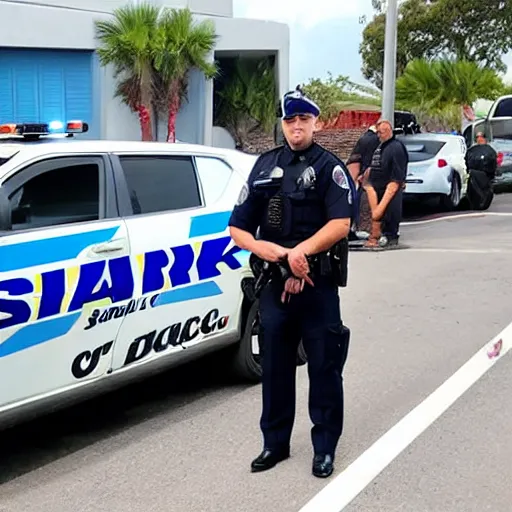 Prompt: shark police officer