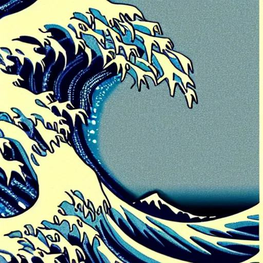 Image similar to detailed illustration, a elderly man surfing in the style of the great wave off kanagawa, surfing, 🏄,