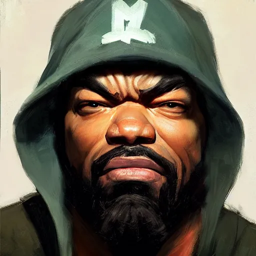 Prompt: greg manchess portrait painting of method man overwatch character, medium shot, asymmetrical, profile picture, organic painting, sunny day, matte painting, bold shapes, hard edges, street art, trending on artstation, by huang guangjian and gil elvgren and sachin teng