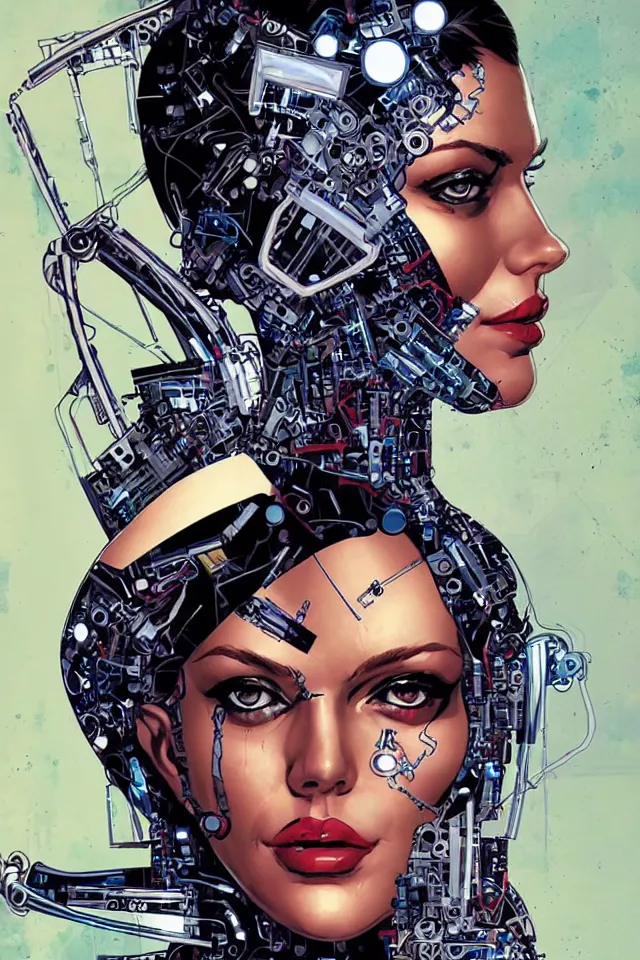 Image similar to a portrait of a beautiful cybernetically enhanced woman, by marvel comics and sandra chevrier